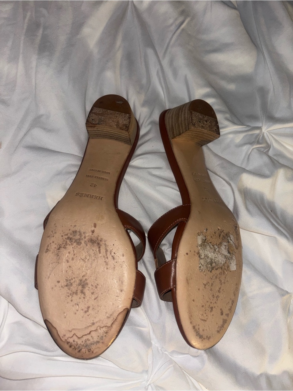 Hermes Brown Leather Oasis Slide Sandals - Picture 4 of 4